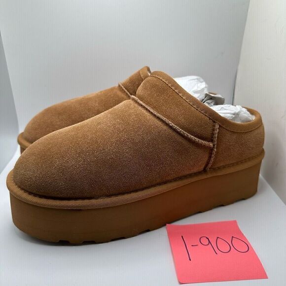 CUSHIONAIRE Women's Genuine Suede Cozy Mule Platform +Memory Foam 11 CHESTNUT - Picture 3 of 7